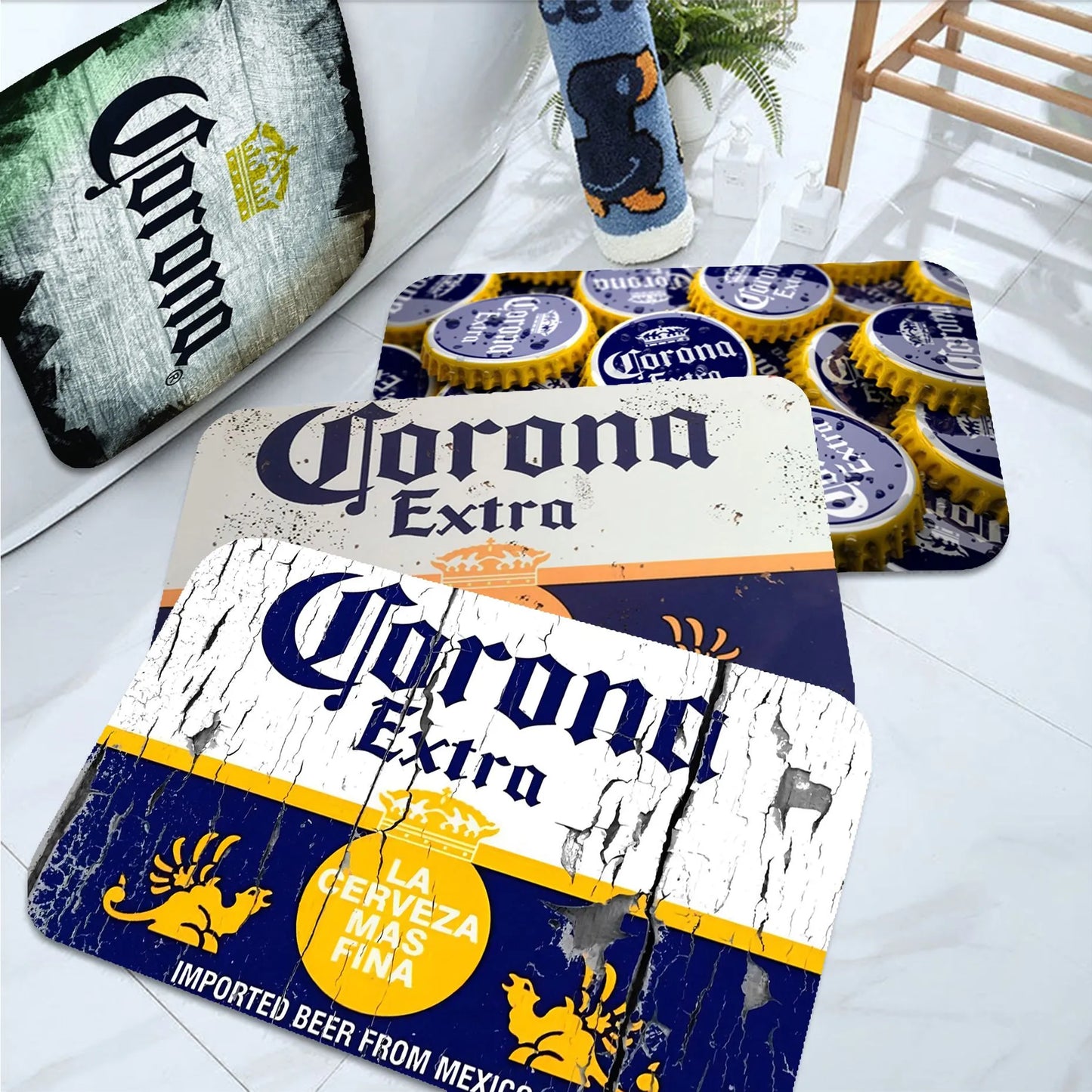 Corona Extra Beer Bath Mat Retro Multiple Choice Living Room Kitchen Rug Non-Slip Toilet Rug