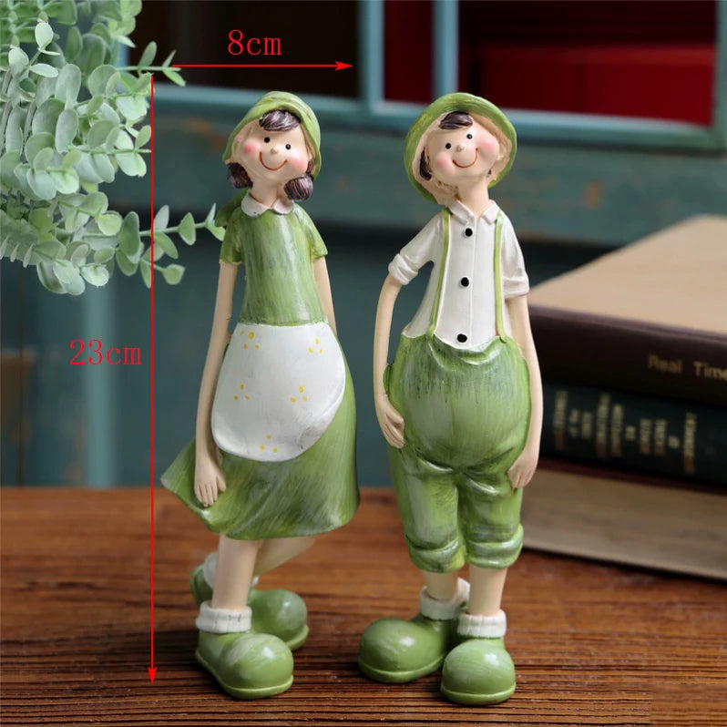 American Country Hanging Feet Couple Doll Resin Figurines Decoration items Outdoor Garden Accessories Courtyard Villa Statue Art
