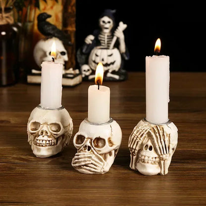 Gothic Kerzenhalter Kerzenhalter Geisterschädel Harz Kunsthandwerk Heimdekoration Horror Hexe Handskelett Kerzenhalter für den Innenbereich