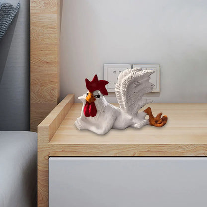 Rooster Decor Chicken Yard Art Sculpture Desktop Ornament Creative Rooster Decorative Figurine Resin Small Red White Rooster