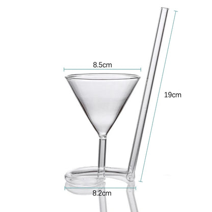 Creative Fun Spiral Cocktail Glass Revolving Martini Creative Long Tail Cocktail Straw Wine Glass for Bar Party Supply Barware