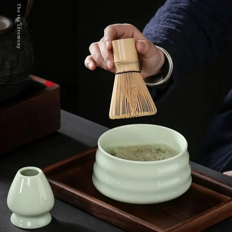 4-teiliges japanisches Matcha-Set, sicherer Bambus-Schneebesen, Teelöffel, Tee-Sets, für den Innenbereich, Getränkeladen, Teezubereitungswerkzeuge, Zubehör