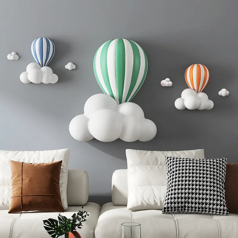 Nordic Hot Air Balloon 3D Wall Decor Living Room Sofa Background Art Wall Decor Modern Home Christmas Decorations Handicrafts