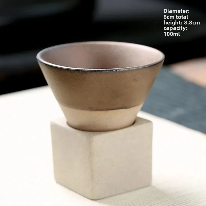 Creative coffee cup Japanese coarse pottery teacup cross-border explosion ceramic mug retro water cup conical cup