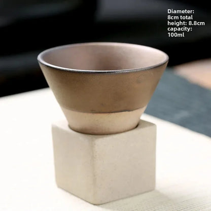 Creative coffee cup Japanese coarse pottery teacup cross-border explosion ceramic mug retro water cup conical cup