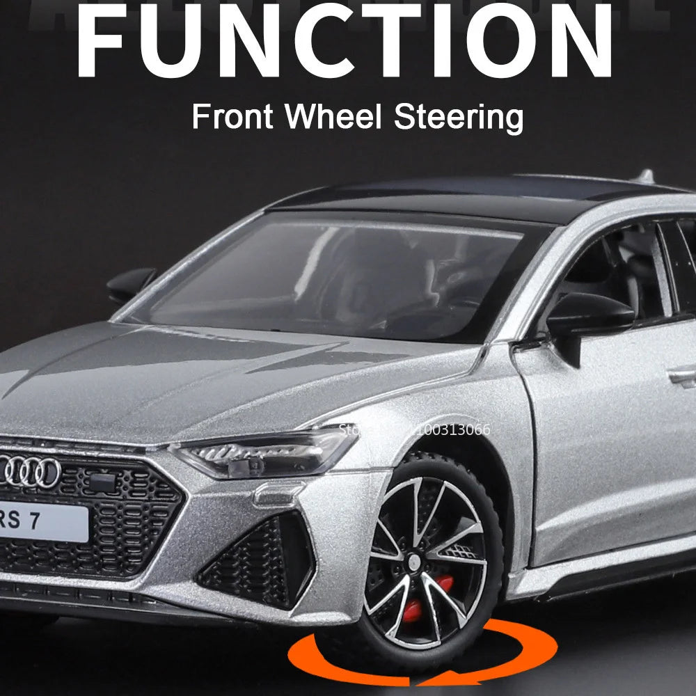 1:32 Alloy Diecast RS7 A6L Toys Cars Models Wheel Steering Light Music Vehicles 6 Doors Opened Miniature Car Toddler Kids Gifts