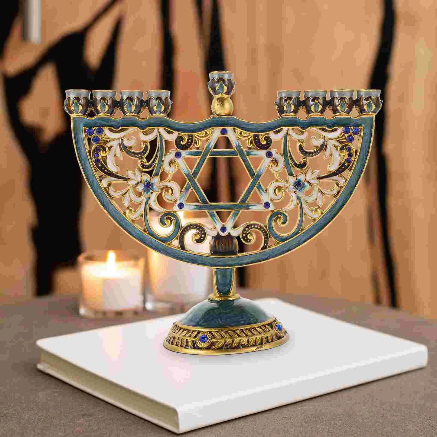 Hanukkah Candle Holder Jewish Branches Candlestick Holder Retro Decorative Hanukkah Jewish Nine Head Tree Candlestick