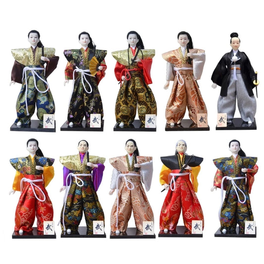 12inch Japanese Samurais Male Dolls in Kimonos for Unique Home Decoration and Collectible Display
