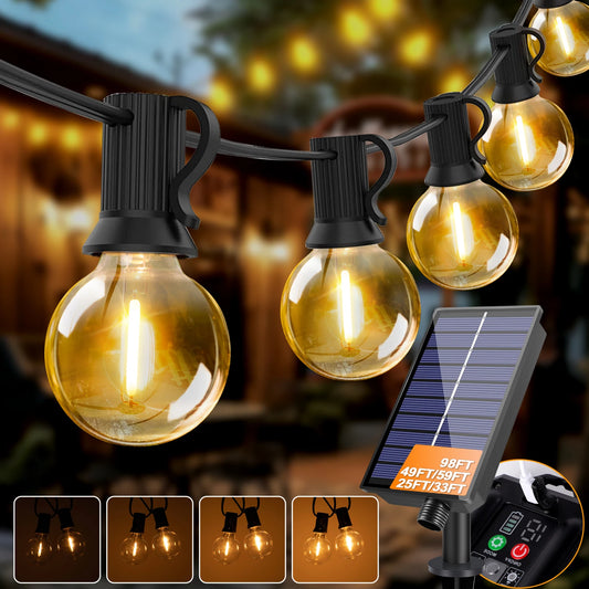 Led G40 Solar Globe Led String Lights Outdoor Waterproof Shatterproof Solar Hanging Lights for Backyard Bistro Decoration Light