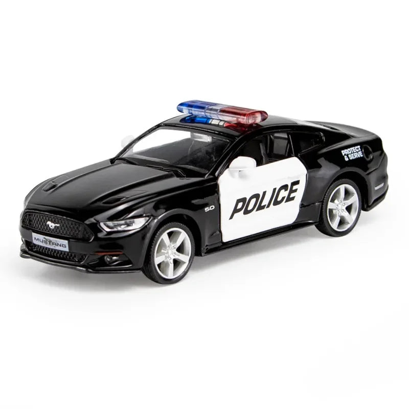 1:36 Ford Mustang Police Car Model Toy Alloy Diecasts Dodge Vehicles Model Simulation Car with Pull Back Collection Kids Gifts