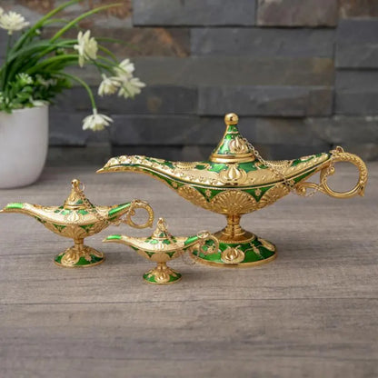 New Zinc Alloy Drip Color Aladdin Magic Lamp Creative Retro Home Crafts Metal Ornaments Birthday Gifts Home Figurines Decor