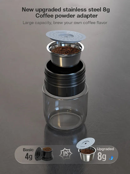 HiBREW Tragbare Kaffeemaschine für Auto und Zuhause, DC12V Expresso-Kaffeemaschine, passend für Nexpresso Dolce Pod-Kapsel, Kaffeepulver H4A
