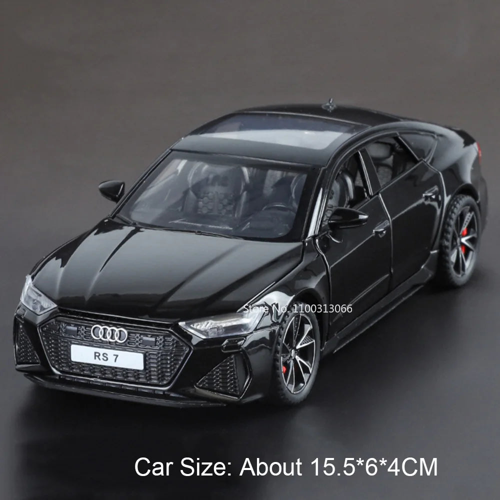 1:32 Alloy Diecast RS7 A6L Toys Cars Models Wheel Steering Light Music Vehicles 6 Doors Opened Miniature Car Toddler Kids Gifts