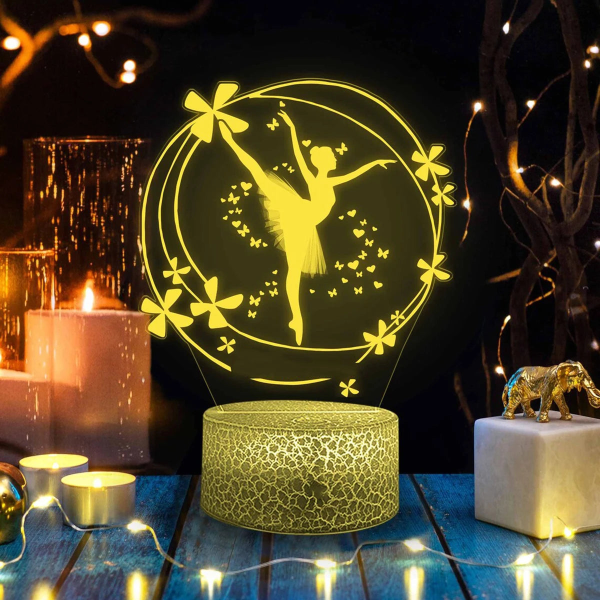 Nachtlicht 3D LED Lampe für Kinderzimmer Balletttänzer 7/16 farbiges Dekor Weihnachten Geburtstagsgeschenk