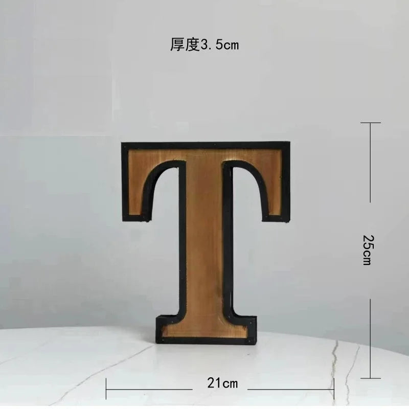 Industrial Style Uppercase English Letter Combination Distressed Solid Wood Bar Ornaments Cafe Shop Logo Decor Desktop Crafts