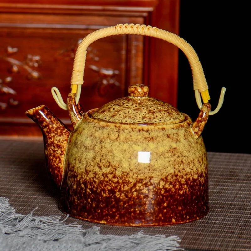 Pot à poignée en céramique de 900ML, théière de beauté et de santé avec trous de filtre, bouilloire froide, infuseur à thé pour la maison, service à thé en céramique