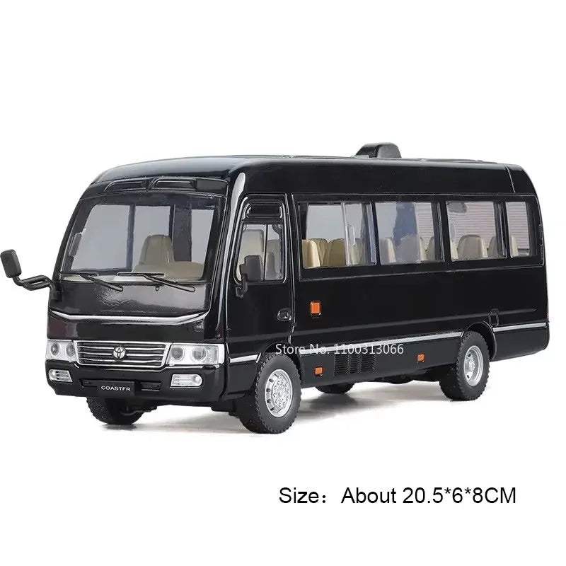 1:24 Alphard Coaster Model Cars Alloy Toy Doors Opened MPV Models with Light Music Vehicle for Kids Birthday Gift Decoration Toy