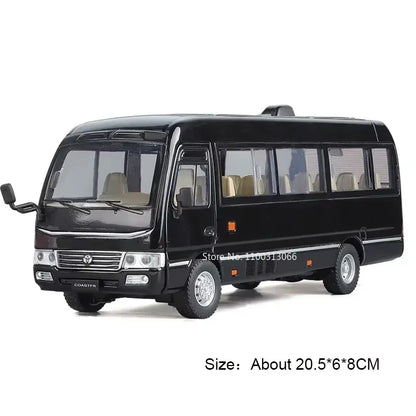 1:24 Alphard Coaster Model Cars Alloy Toy Doors Opened MPV Models with Light Music Vehicle for Kids Birthday Gift Decoration Toy