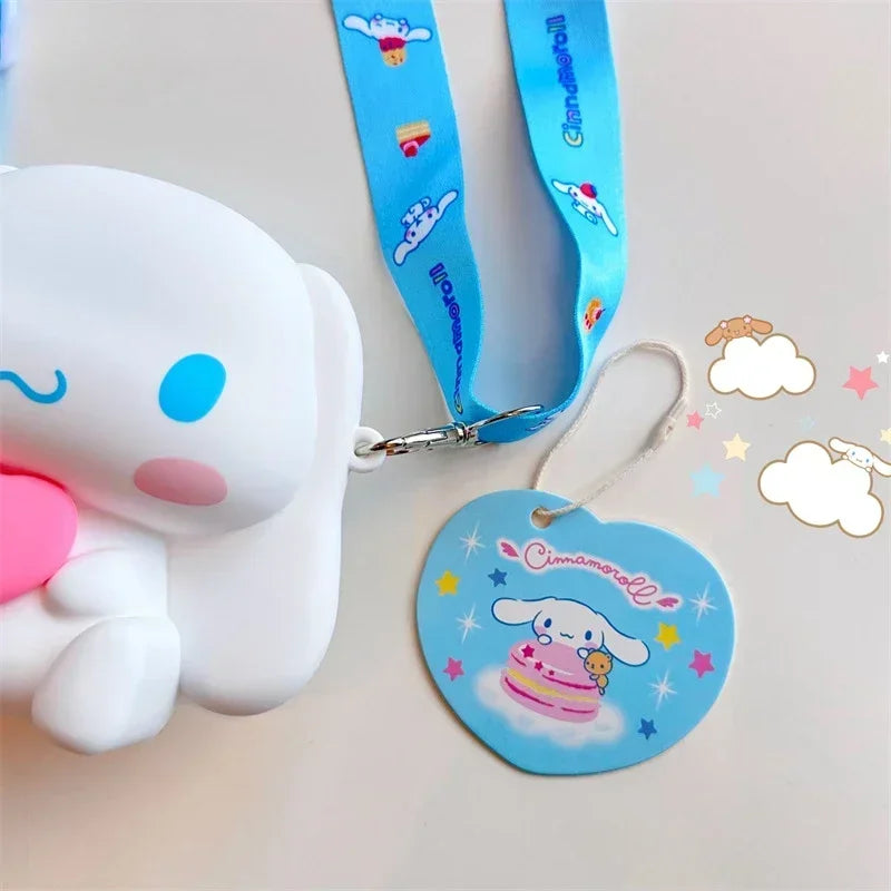 Kawaii New Sanrio Cinnamoroll Silicone Crossbody Bag Waterproof Anime Cartoon Coin Purse Girl Gift Cartoon Cute Students Wallet