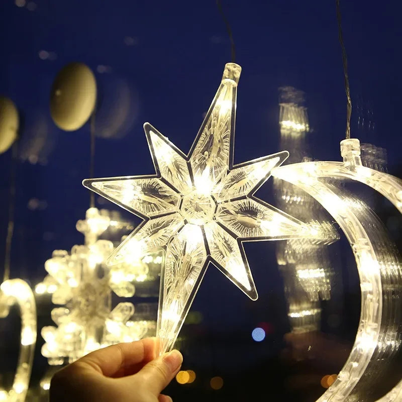 Christmas Lights  LED Snowflakes Christmas Decoration Santa Hanging Sucker Lamp Window Ornaments  Home Decor  Christmas Decor