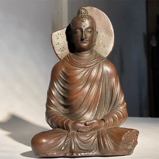 Gandhara Buddha Statue Miniature Exquisite Classical Retro Buddha Sitting Statue Ornaments Home Tea Room Art Desktop Decoration