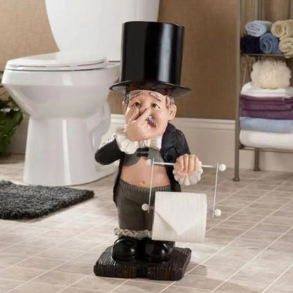 Gentleman Papierhandtuchhalter Handwerk Home Serviettenhalter Toilettenpapier Handtuch Skulptur Halter Figuren Home Desktop Dekor