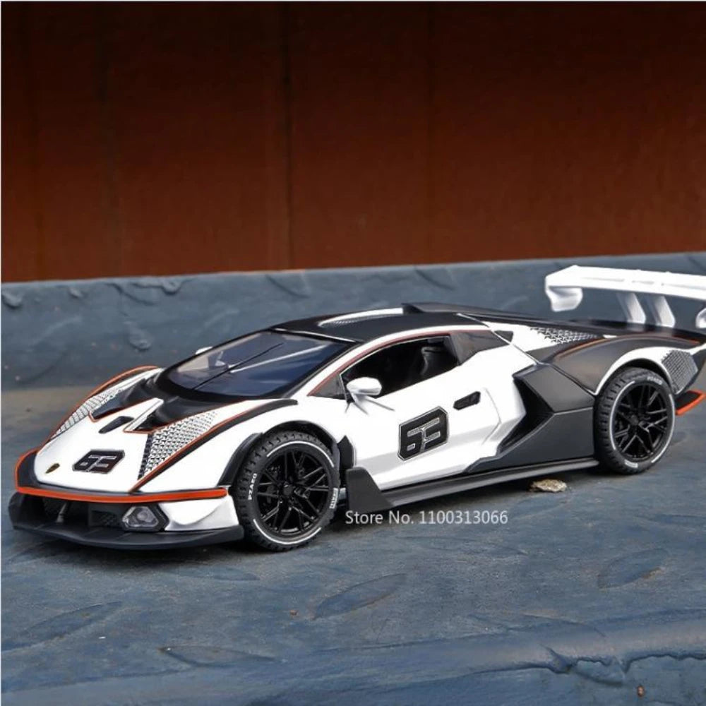 1:32 Scale Lambor SCV12 Alloy Car Toy Metal Diecast Model Vehicle with Light Sound Pull Back Function Sport Car for Boy Gifts