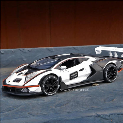 1:32 Scale Lambor SCV12 Alloy Car Toy Metal Diecast Model Vehicle with Light Sound Pull Back Function Sport Car for Boy Gifts
