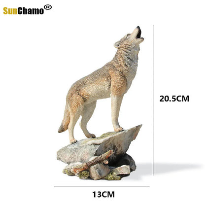 Wolf Art Collection Simulation Animal Model Home Resin Figurines Miniatures Decoration Crafts Accessories Decor for Living Room