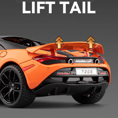 1:18 720S Pagani Huayra Toys Models Sports Cars Wheel Pull Back Miniature Car with Light Sound Vehicle Kids Children's Day Gifts