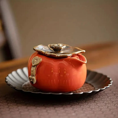 Théière faite à la main, ensemble de tasses à thé en céramique, petit et mignon service à thé kaki, adapté aux cadeaux de vacances, théière moderne Simple