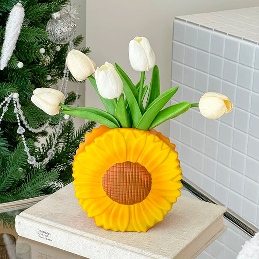 Creative Cute Fresh Sunflower Shaped Vase Home Living Room Entrance Dining Table Desktop High End Decoration