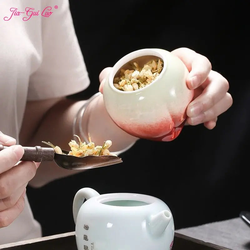 JIA GUI LUO Caddies à thé Style pêche organisateur de thé en céramique boîtes à thé stockage de café boîte à thé stockage de thé récipient à thé