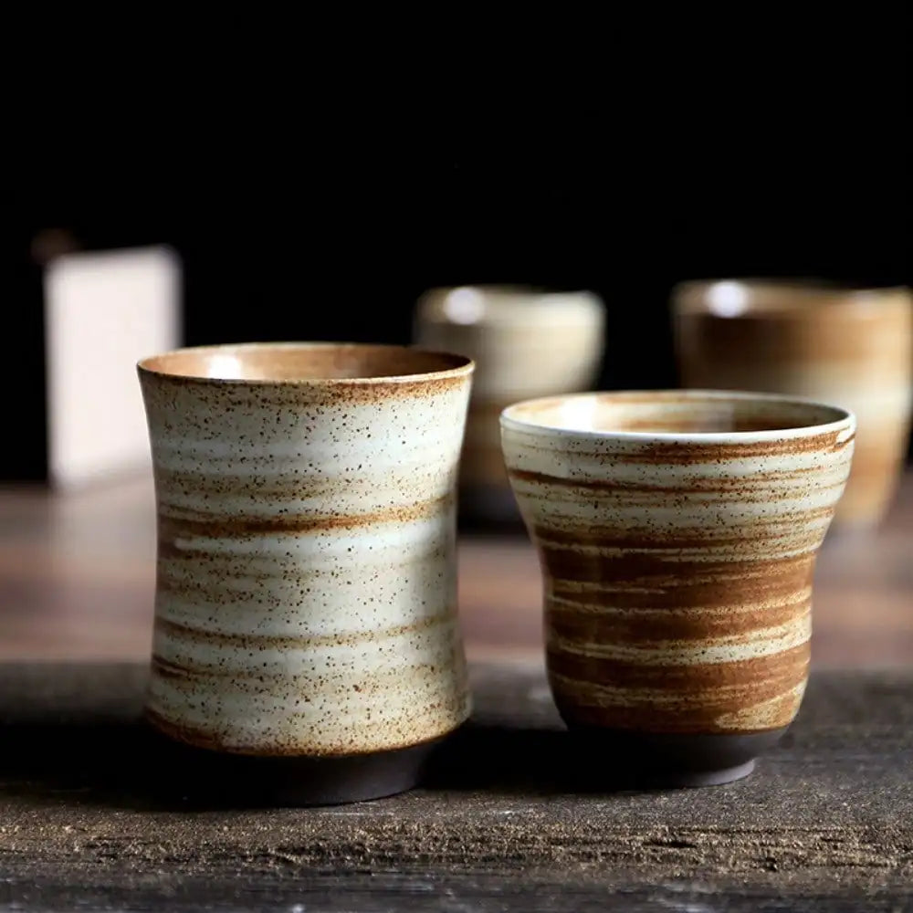 Japanese Raku Pottery MugHand-PaintedVintageCeramic Cup for Tea/Coffee 100-200ml NaturalTexture 5 Styles Home HotelRestaurantUse