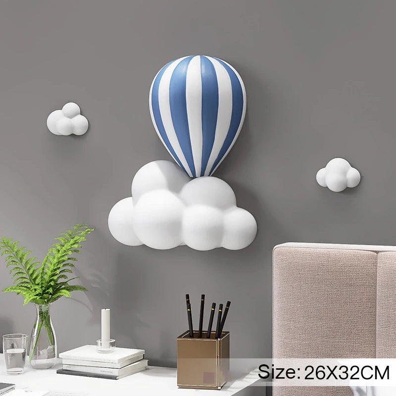 Nordic Hot Air Balloon 3D Wall Decor Living Room Sofa Background Art Wall Decor Modern Home Christmas Decorations Handicrafts