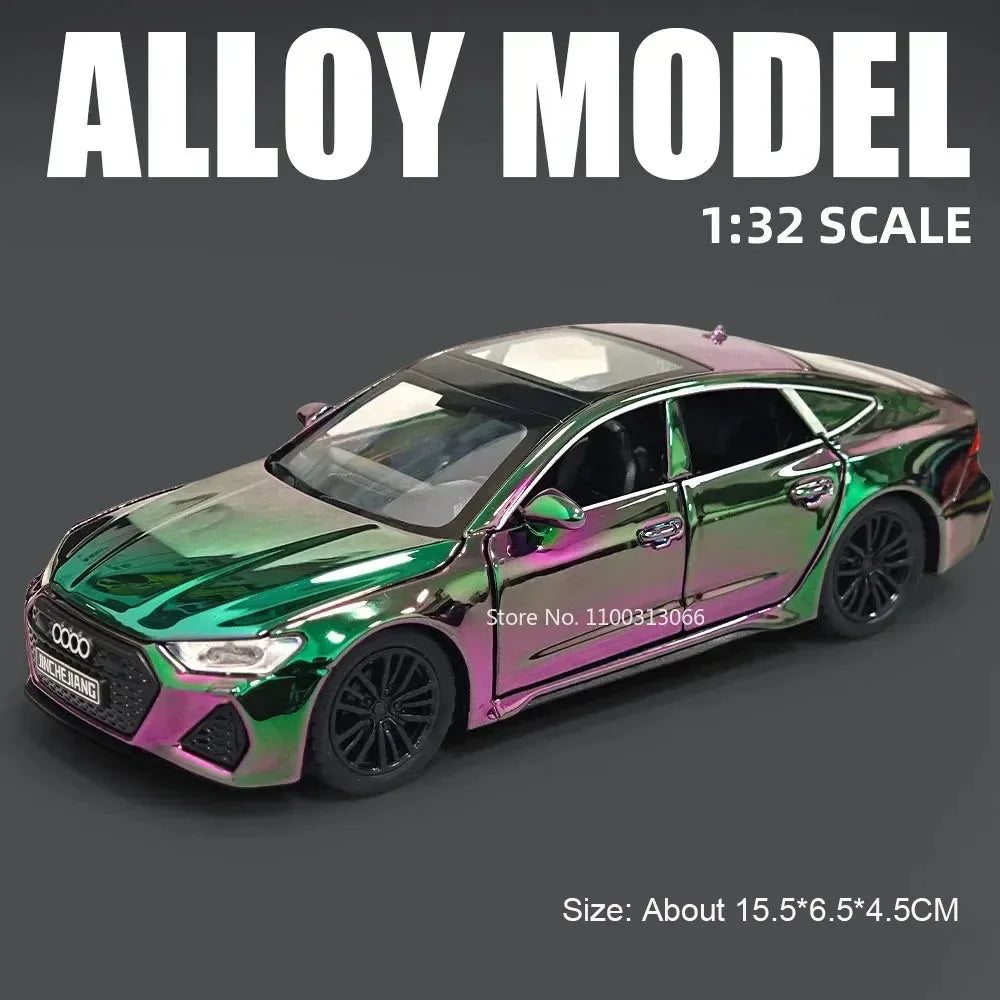1:32 RS7 Alloy Toys Models Diecast Cars with Light Music Rubber Tires Car 6 Doors Opened Miniature Vehicle Child Adult Gifts