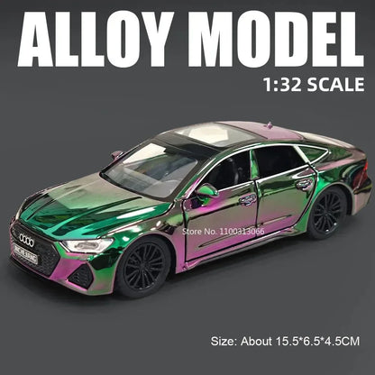 1:32 RS7 Alloy Toys Models Diecast Cars with Light Music Rubber Tires Car 6 Doors Opened Miniature Vehicle Child Adult Gifts