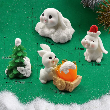 Christmas Easter White Rabbit Carrot Figurine Diy Home Kawaii Room Decor Miniature Fairy Garden Decoration Accessories Modern