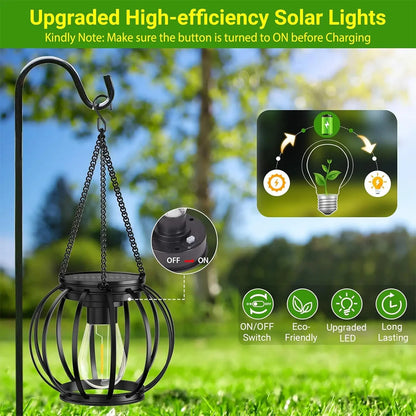 Solar Lantern Led Light Warm White Lamp Outdoor Sensor Garden Lights Waterproof Patio Yard Decoraiton Hanging For/outdoor Hollow