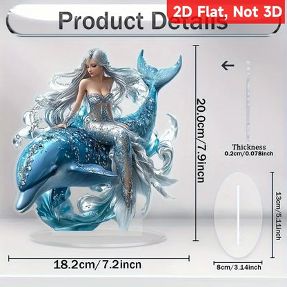 1PC Mermaid and Dolphin Statue with Base An Ideal Creative Gift for Home and Kitchen