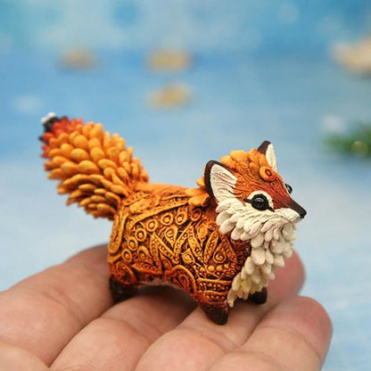 Handmade Cute Fox Resin Crafts Desktop Room Decor Holiday Gift Ornament Carved Totem Ancient Fox Scuplture Kids Toy Statue New