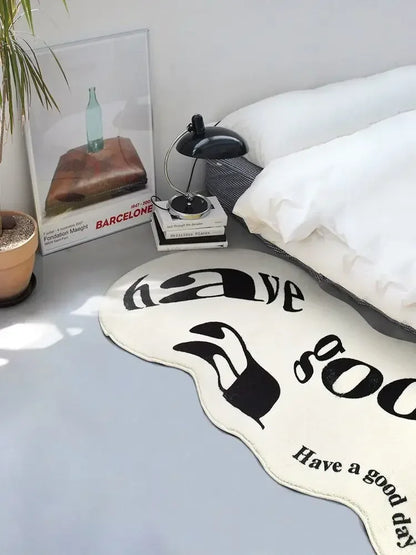 Anime Home Soft Fur Rugs “have a good day”Floor Mat Bedroom Makeover Bedside Sofa Fluffy Non-Slip Absorbent Carpet Furry Decor
