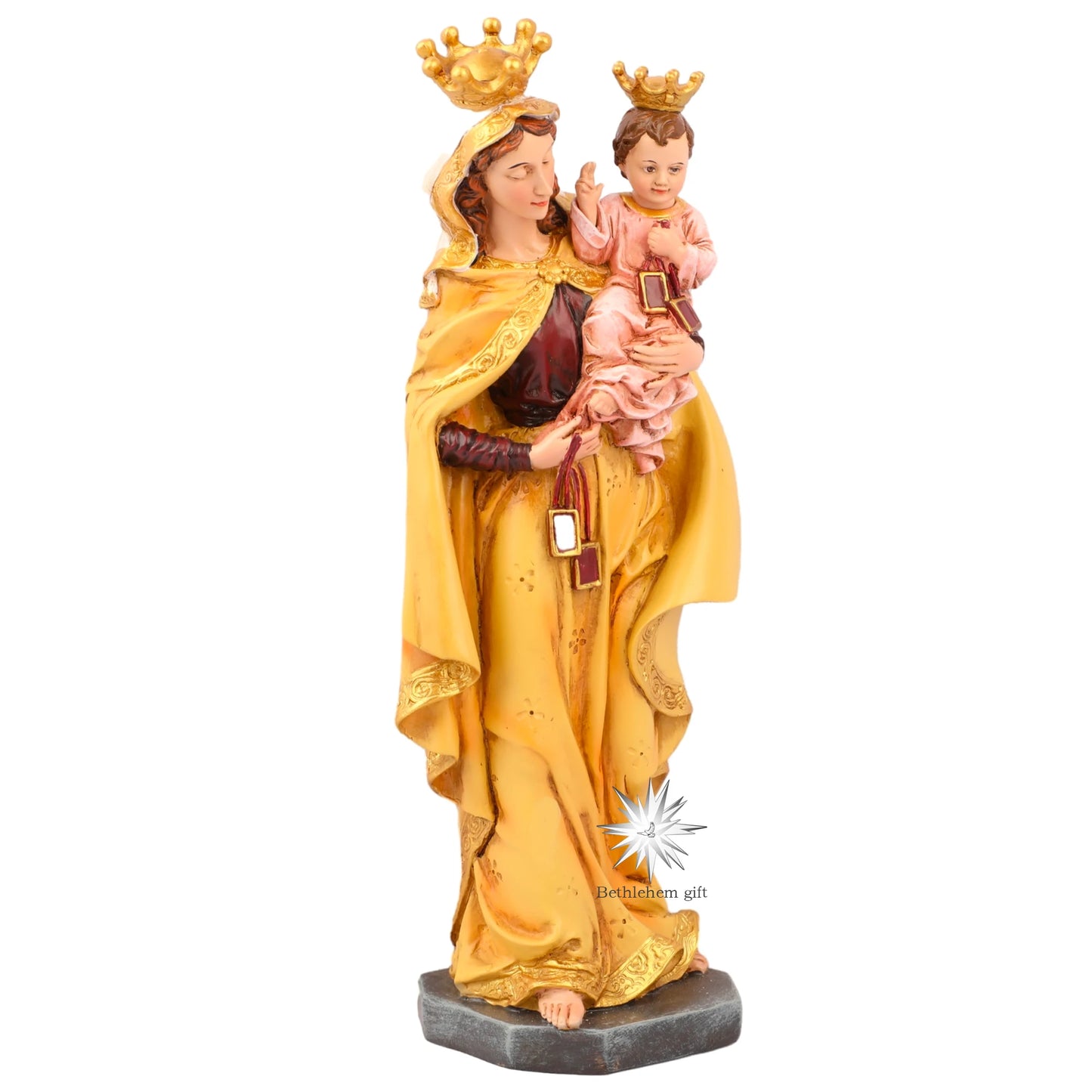25cmH  Our Lady of Mount Carmel Virgin Mary & Child Statue Sculpture Holy Figurine for Home Catholic Decorative Ornament