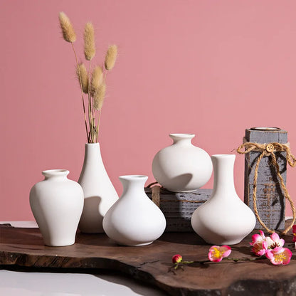 5-piece set Simple ceramic vase,  household handicraft, small flower ware, simple porch, TV cabinet, tabletop decoration