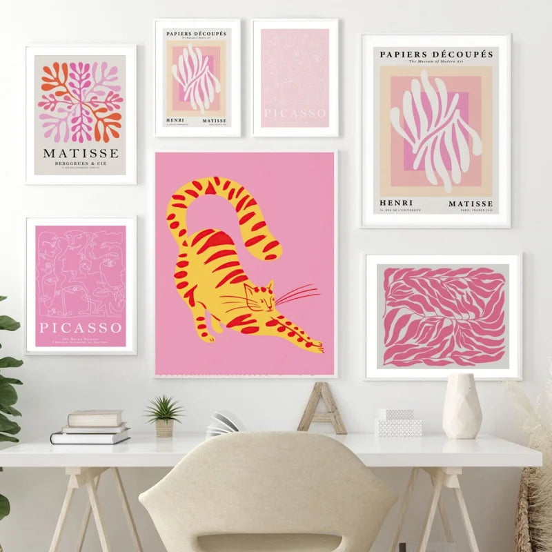 Pink Matisse Picasso Coral Bauhaus Abstract Wall Art Canvas Painting Nordic Posters And Print Wall Picture For Living Room Decor