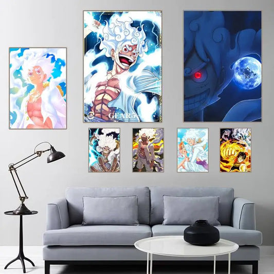 One Anime P-Piece Luffy Gear 5 POSTER Gift Home Decor Picture for Living Room Bedroom Small