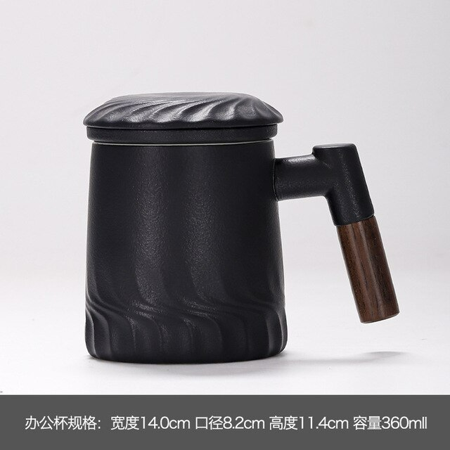 Ceramic Tea Mug Water Separation Filter Cup With Lid - acacuss