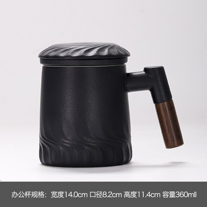 Cup Filter Pemisahan Air Mug Keramik dengan tutupnya