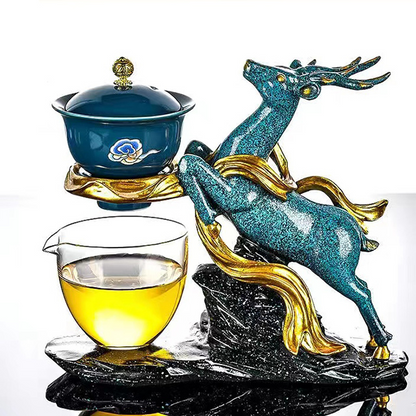 Kreativ hjort Glas Teapot Heat-resistent glas Teapot Infuser Tea Drip Pot
