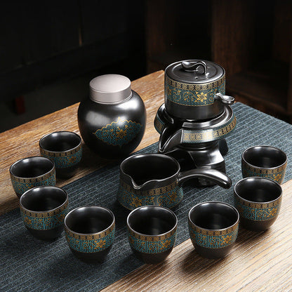 مجموعة كاملة من طقم شاي الكونغ فو السيراميك الأوتوماتيكي